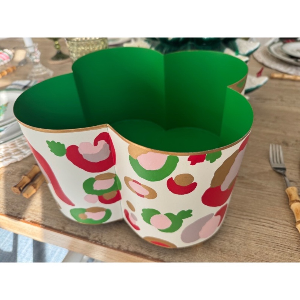 Jaye's Studio Quatrefoil Cachepot in Holiday Cheetah